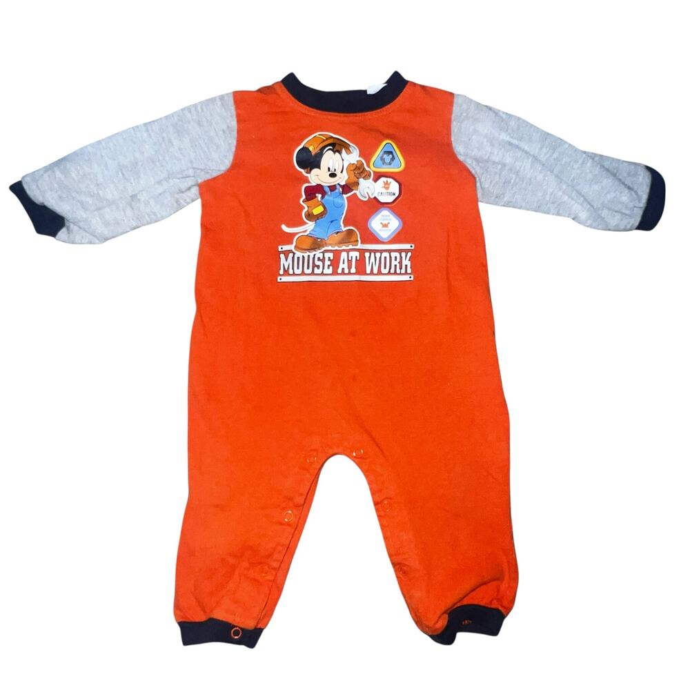 Vintage Disney baby Mickey Mouse pluto "mouse at work" construction romper 12mon